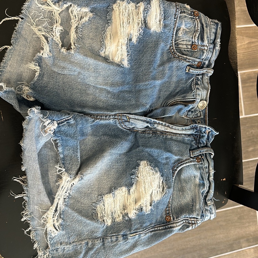 American Eagle Outfitters Distressed Blue Denim Shorts